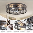 thumbnail image 6 of Caged Ceiling Fan with Light, 20" Ceiling Fan with Lights and Remote Flush Mount, Bladeless Caged Ceiling Fans with Lights, Matte Black Rustic Fan for Bedroom, Kitchen, Dining Room, 6 of 8