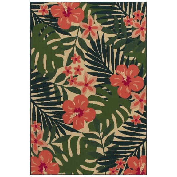 Mainstays 7'x10' Pink Palm Outdoor Rug