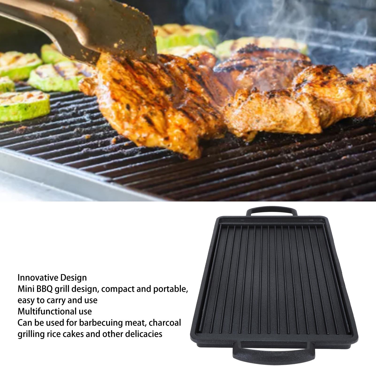 Rupoun Mini BBQ Grill Aluminum Alloy Fast Uniform Heating Charcoal Barbecue Stove for Household Outdoor Camping Picnic Backyard Cooking 9.3x5.7 inches / 23.5x14.5 cm