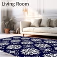 thumbnail image 2 of ODIKA 8'x10' Machine Washable Non-Slip Area Rug, Snowflake Medallion Ornamental Design Anti Skid Backing High Traffic Rug, Blue, 622590, 2 of 7
