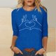 thumbnail image 5 of Tops de Cuello Redondo para las Mujeres Moda Impresa 3/4 Mangas Blusa Casual Top, Estante de Imitación, 5 of 5