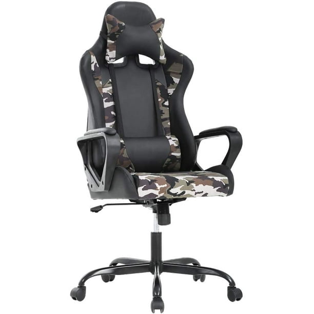 BestOffice Ergonomic Office Chair, High-Back White, Lumbar Support PC PU Task Ergonomic Executive Swivel for Back Pain Women, Men (Camo)