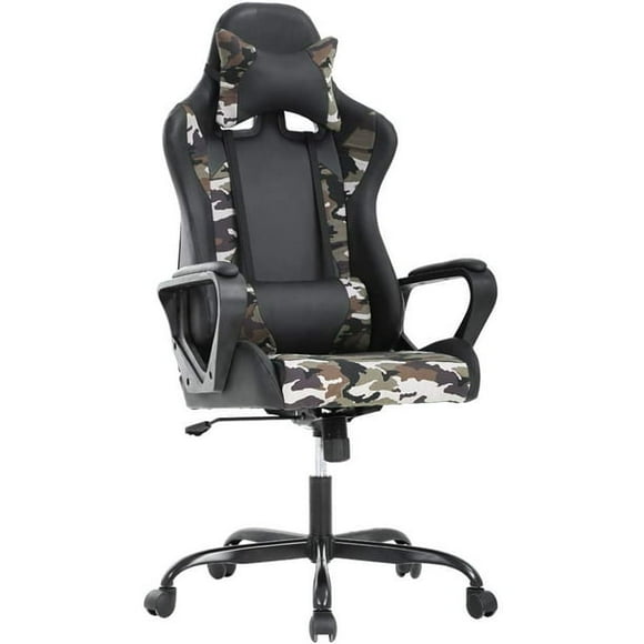 BestOffice Ergonomic High-Back Office Chair, Executive Swivel PC Task Chair with Lumbar Support, PU Leather, Camo White