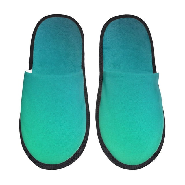 Fotbe Green Turquoise Teal Pantuflas Peludas para Mujer con Estampado, Zapatillas de Peluche, Zapatos de Invierno para Casa, Uso Interior y Exterior-Medium