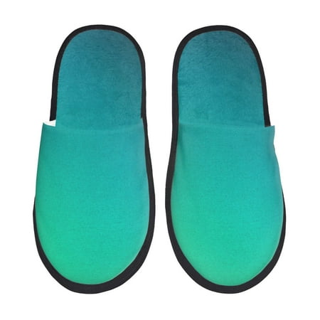 

Qekee Green Turquoise Teal print Slippers for Women and Men Fluffy Cute Cozy House Slipper Funny Furry Bedroom Slippers for Women Indoor -Medium