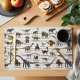 thumbnail image 2 of Dinosaurs Placemats Set of 6, Natural Primitive Wild Animals Wood Grain Placemats for Dining Table, Place Mats for Kitchen Tabletop, Waterproof Wipeable Dining Table Mats Set, 2 of 9