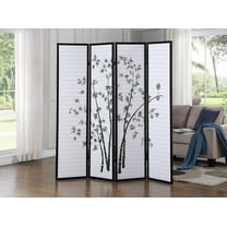 Shoji Screen/Room Divider Print Bamboo 4 Panel Black