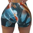 thumbnail image 2 of Salouo Cute Koi Fish Serenity Print Women's Athletic Shorts,Booty Shorts Biker Shorts High Waisted Elastic Workout Shorts for Yoga Gym Running Sports-Large, 2 of 8