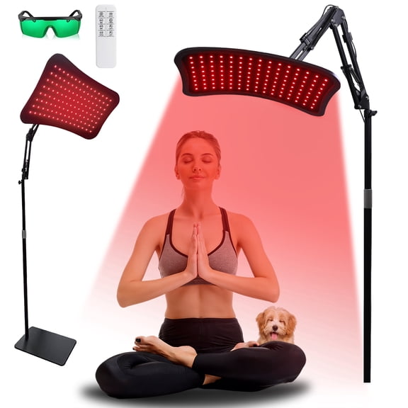 Red Light Therapy Panel for Face & Body, 660nm 850nm Infrared Light Lamp with Remote, Stand & Goggles