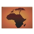 thumbnail image 1 of African Cutting Board, Safari Map Continent Giraffe and Tree Silhouette Savannah Wild Design, Decorative Tempered Glass Cutting and Serving Board, Large Size, Orange and Brown, by Ambesonne, 1 of 1