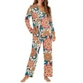 thumbnail image 4 of DISNIMO Mandala Flower Print Womens 2 Piece Pajama Sets Soft Button Up Sleepwear with Matching Long Pants Loose Fits Nightwear with Pockets Long Sleeve Sleepwear Button Down Comfywear Loungewear, 4XL, 4 of 7