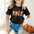 thumbnail image 2 of HCNTES Toddler Girl Fall Shirt Boy Girls Halloween Shirt Cute Pumpkin Flower Short Sleeve Tops Thankful Fall T-Shirt(6-7 Years,O71-Black), 2 of 5