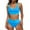 Blue, variant on Plus Size Womens Bikini Sets Sporty Two Piece Swimsuits Color Block Cheeky High Cut Bathing Suits