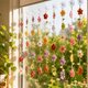 thumbnail image 5 of HWRETIE Hand Crochet Floral Door Curtain,Colorful Hanging Flower String Divider with Lace top for Bedroom Doorway Window Wall, 5 of 7