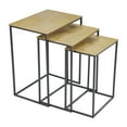 thumbnail image 1 of DecMode 20" x 24" Gold Aluminum Geometric Accent Table with Black Stands, 3-Pieces, 1 of 9