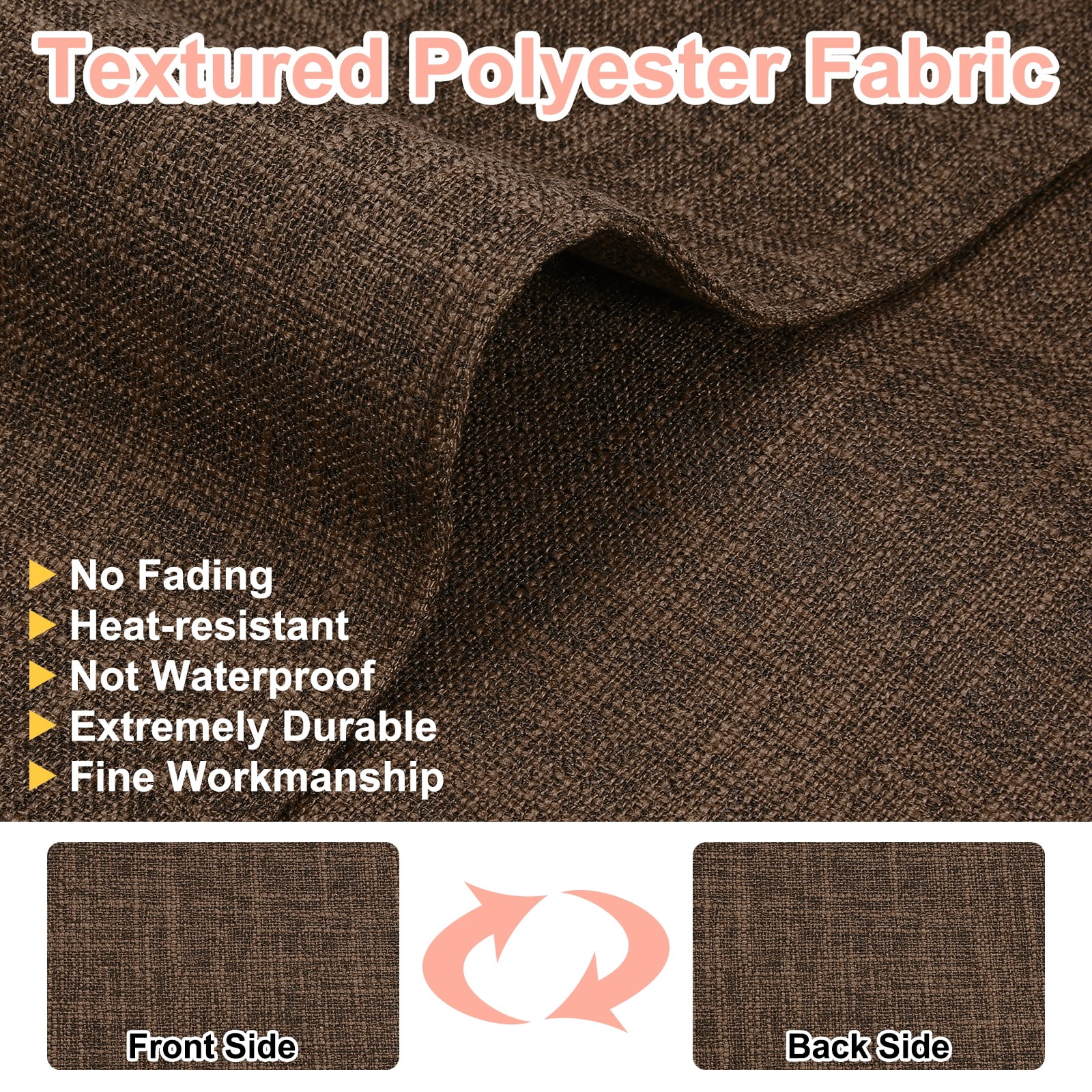 Uxcell 6pcs Linen Fabric Placemat 12" x 18" Polyester Rectangle Place Mats, Dark Brown