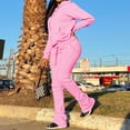 thumbnail image 2 of Wiyuqeen Women's Sweatsuits Sets Fleece 2 Piece Outfits Hooded Sweatshirts and Stacked Legging Sweatpans Tracksuit Lounge Set, 2 of 5
