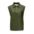 thumbnail image 2 of LISTHA Big and Tall Tank Tops for Men Henley 2025 Sleeveless Vintage Tee Solid Casual Distressed Washed T-Shirt with Pocket Army Green XL, 2 of 4