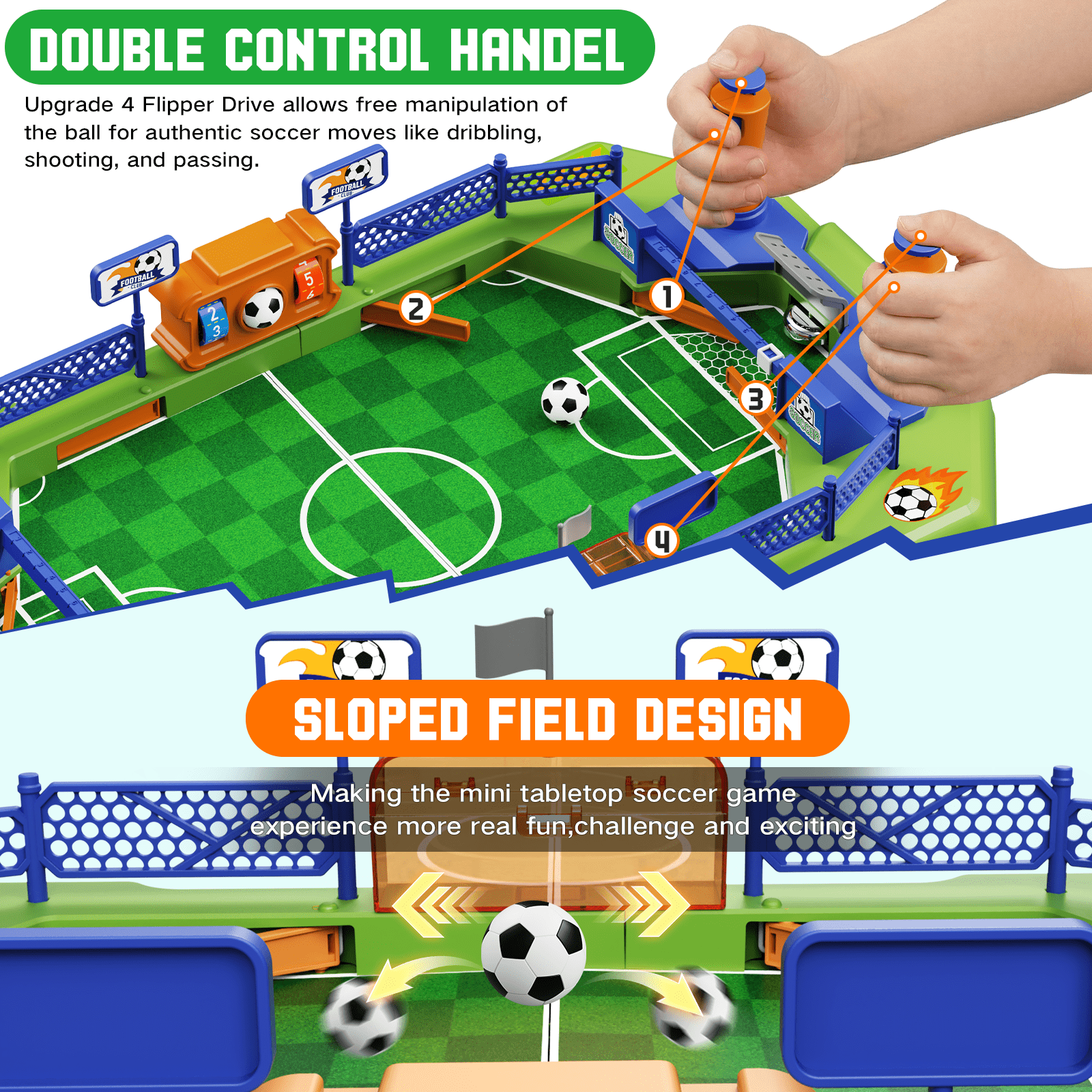 Aliex Mini Foosball Table Game for Kids – Soccer Board Game, Portable Tabletop Pinball Interactive Sports Game, Educational & Active Toy for Boys Girls Ages 3+