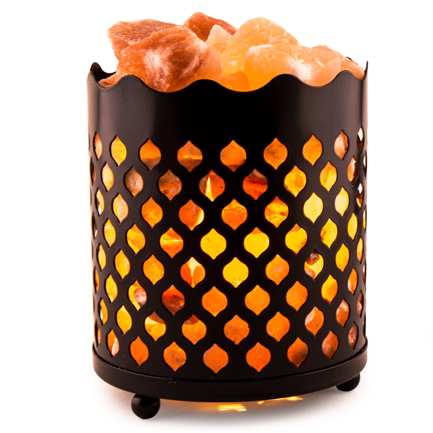Crystal Allies Natural Himalayan Metal Cube Basket Salt Lamp with Dimmable Cord 