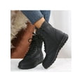 thumbnail image 4 of Woobling Womens Slip Resistant Short Bootie Lace Up Leather Booties Outdoor Fashion Flat Ankle Boots Black 4.5, 4 of 9