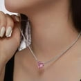 thumbnail image 4 of K-KED 8A Cubic Zirconia S925 Solid Sterling Love Heart Tennis Necklaces Wedding Party-Pink, 4 of 6