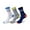 White/Gray/Blue, variant on 3 Pairs Cycling Socks with Reflective Yarn, Moisture Wicking, High Elasticity, Shock Absorption for Running, Cycling, Basketball, Badminton (White/Blue/Black)