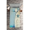 thumbnail image 2 of Ambesonne Nautical Quilted Coverlet 2 Pcs, Marine Starfish, Twin Size, Blue White, 2 of 2