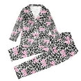 thumbnail image 4 of HNMKIU Girls Cozy Animal Print Sleepwear Two-Piece Set for Kids with Bow Detail Lightweight Loungewear for Home Relaxation and Everyday Comfort Pink,7-8 Years, 4 of 4