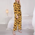thumbnail image 3 of Yiaed Artistic Zebra Print Sunflower Print Pajamas Women's Long Sleeve Sleepwear Soft Button Down Loungewear Pjs Lounge Set Nightwear Womens Pajama Pants-XX-Large, 3 of 7
