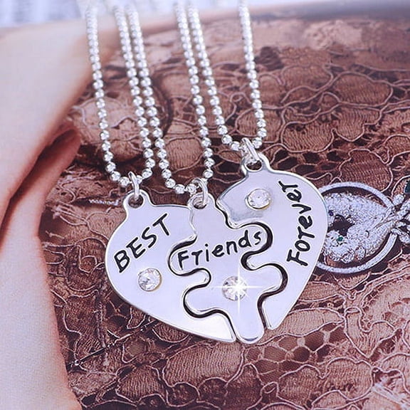 SmartBy 3Pcs Women's Best Friends Forever Heart Shape Jewelry Friendship Necklace Set
