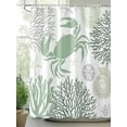 thumbnail image 2 of Summer Shower Curtain, Sage Green Crab Coral Seashell Nautical Coastal Ocean Waterproof Shower Curtain Set with 12 Hooks Lightweight Washable Fabric Shower Curtains for Bathroom 60x72 Inches, 2 of 6