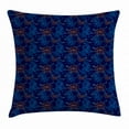 thumbnail image 1 of Fish Throw Pillow Cushion Cover, Oriental Koi Fish Floral Arrangement Petals and Leaves Doodle Style Animal, Decorative Square Accent Pillow Case, 16 X 16 Inches, Royal Blue Aqua Orange, by Ambesonne, 1 of 2