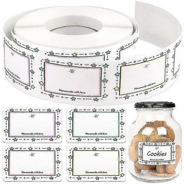 KAIYANG rollo/250 piezas Etiquetas autoadhesivas para alimentos Etiquetas para tarros de mermelada Etiquetas para contenedores de 5 x 3 cm 250 piezas