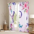 thumbnail image 3 of Homewish Girls Monogrammed P Black Out Curtains, Romantic Garden Rose Flower Curtains Pack of 2 (42x63 Each), Cartoon Butterfly Animal Bedroom Curtains, Window Curtains Decor, 3 of 6
