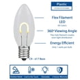thumbnail image 5 of Novelty Lights 25 Pack C9 LED Plastic Flex Filament Outdoor Christmas Replacement Bulbs, Dimmable, Warm White, E17/C9 Base, 0.8 Watt, 5 of 7