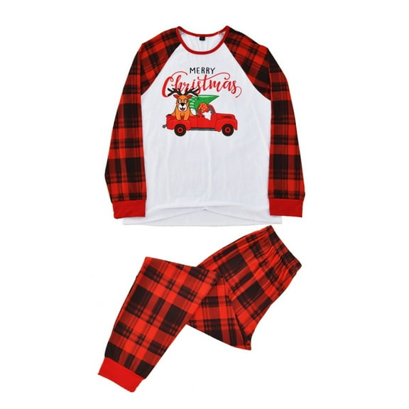 URMAGIC Matching Family Pajamas Sets Christmas Pj's with Lettler Print and Cartoon Elk Tee and Bottom Loungewear