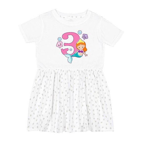 Inktastic I Am 3 Years Old Birthday with Mermaid Girls Toddler Dress