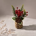 thumbnail image 2 of Artificial Mini Potted Poinsettia Arrangement Christmas Tabletop Plant Decor Holiday Home Accent Design D, 2 of 5