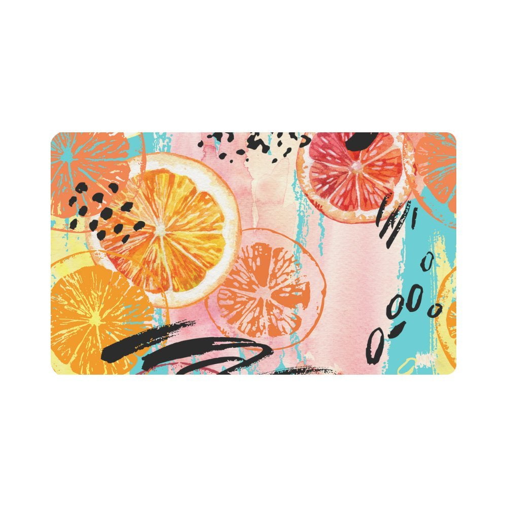 MKHERT Watercolor Orange Lemon Doormat Rug Home Decor Floor Mat Bath