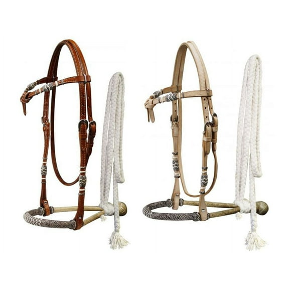 Showman Leather Futurity Knot Rawhide Core Show Bosal w/ Mecate Reins (Light)
