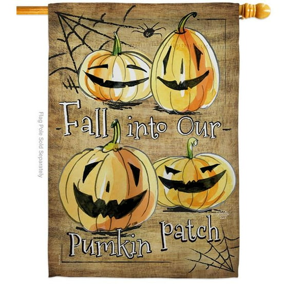 Ornament Collection H191025-BO 28 x 40 in. Halloween Pumpkin Patch House Flag with Fall Double-Sided Decorative Vertical Flags Decoration Banner Garden Yard Gift