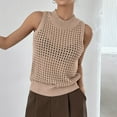 thumbnail image 4 of FAIWAD Women's Ribbed Knit Sleeveless Top Mock Neck Hollow Out Crochet Pullover Loose Summer Trendy Breathable Tank Tops, 4 of 7