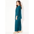 thumbnail image 3 of Catherines Women's Plus Size Shiny Pleated Knit 3-Piece Pant Suit, 3 of 5