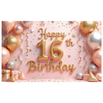 thumbnail image 2 of Gold Balloon Happy Birthday Banner Decorative Stars Design for Sweet Sixteen Party Celebration, 2 of 7