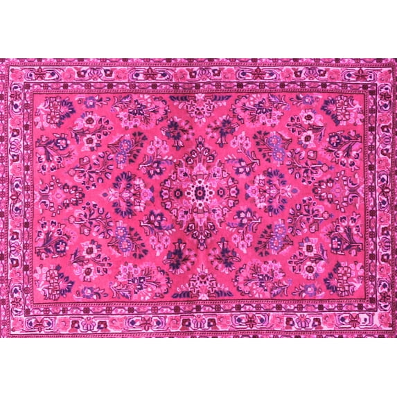 Ahgly Company Machine Washable Indoor Rectangle Persian Pink Traditional Area Rugs, 2' x 5'