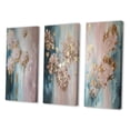 thumbnail image 3 of Designart "Abstract Retro Hydrangea Flower Blossom II" Hydrangea Wall Art Set Of 3 - Traditional Gold Canvas Set For Living Room Decor, 3 of 6