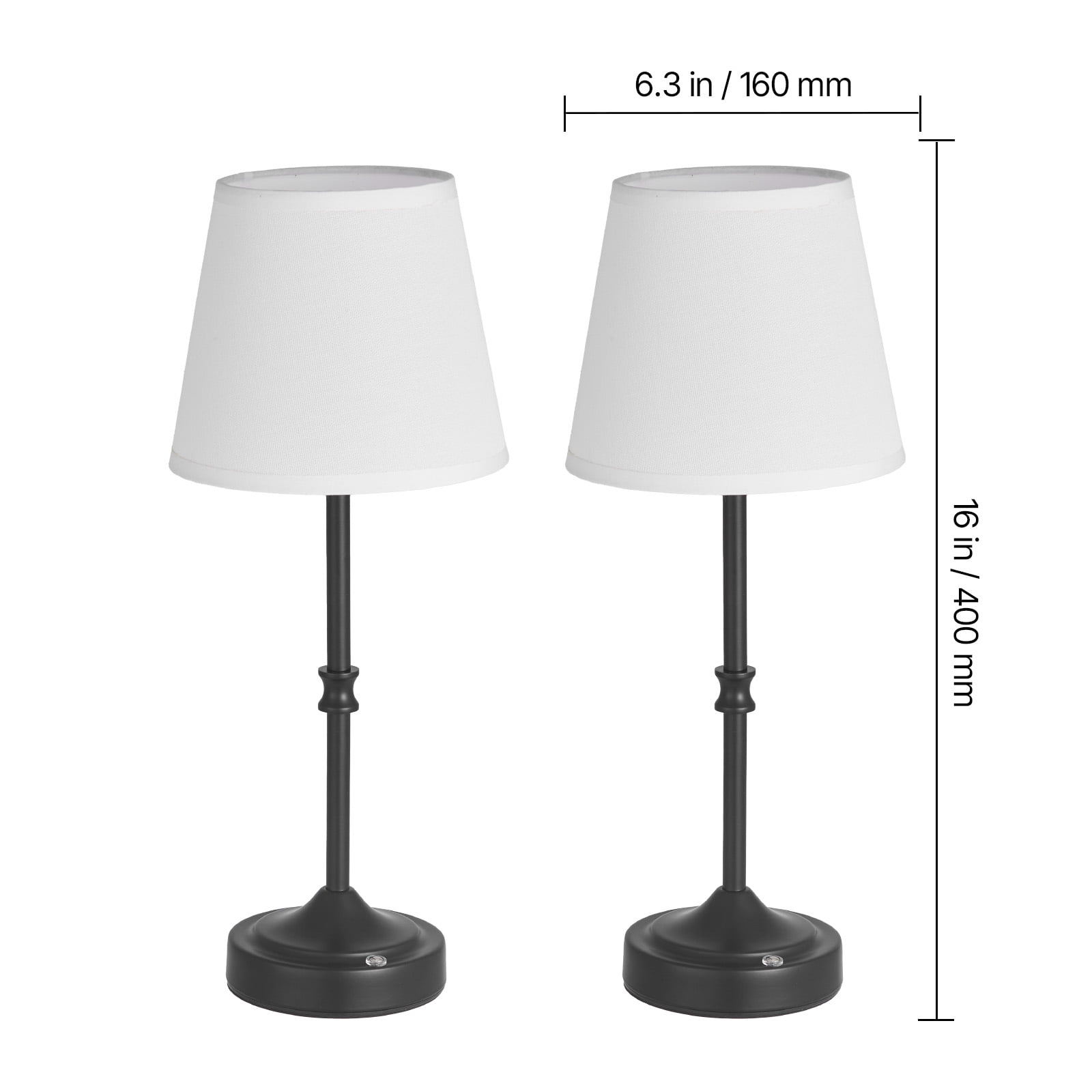 KFFKFF Cordless Table Lamp, 2 Pack, Rechargeable 5200mAh Battery, Adjustable 3-Level Brightness, Fabric Shade, Warm White Light 2700-3000K, Ideal for Restaurants, Bedrooms, Bars, Black