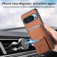 thumbnail image 6 of for Google Pixel 9 Pro XL Back Case, Luxury Ultra Slim Carbon Fiber Card Slot with Kickstand Shockproof Protective, Support Car Magnetic Mount Case Cover for Google Pixel 9 Pro XL, Brown, 6 of 8