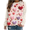thumbnail image 1 of VALMASS Chandails en Molleton Col Rond pour Femmes Saint-Valentin Imprimé Floral Manches Longues Mode Décontractée Blouses Sans Capuche (m, Rose-F), 1 of 3